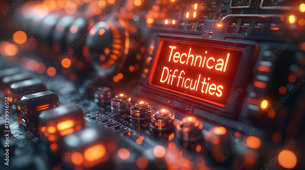Realistic digital display featuring bold red