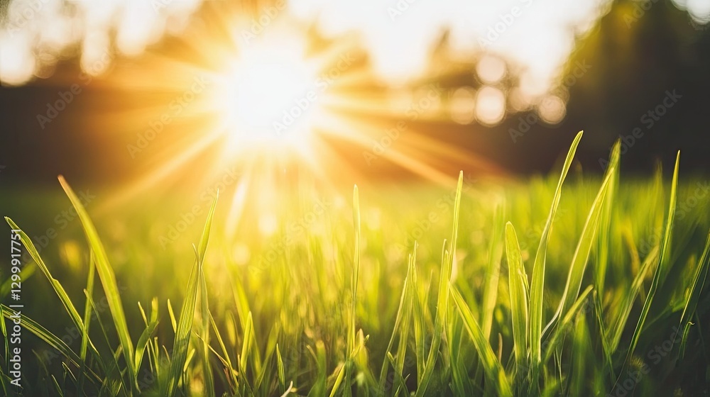 Spring Background with Green Grass and Sun Bokeh: Vector Illustration of Spring Nature, Blurred Background, Sunlight, Sunbeams, Bokeh Effect, Stock Photo with Text Space Spring Background with Green Grass and Sun Bokeh: Vector Illustration of Spring Nature, Blurred Background, Sunlight, Sunbeams, Bokeh Effect, Stock Photo with Text Space