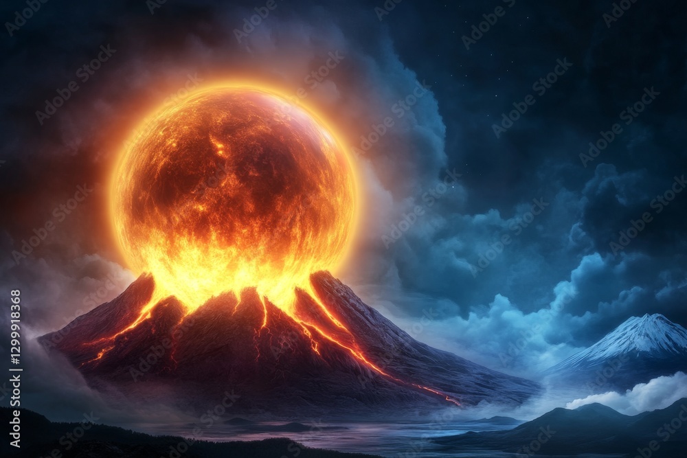 A mythical earthquake splitting the earth open, revealing glowing lava and ancient hidden ruins A mythical earthquake splitting the earth open, revealing glowing lava and ancient hidden ruins