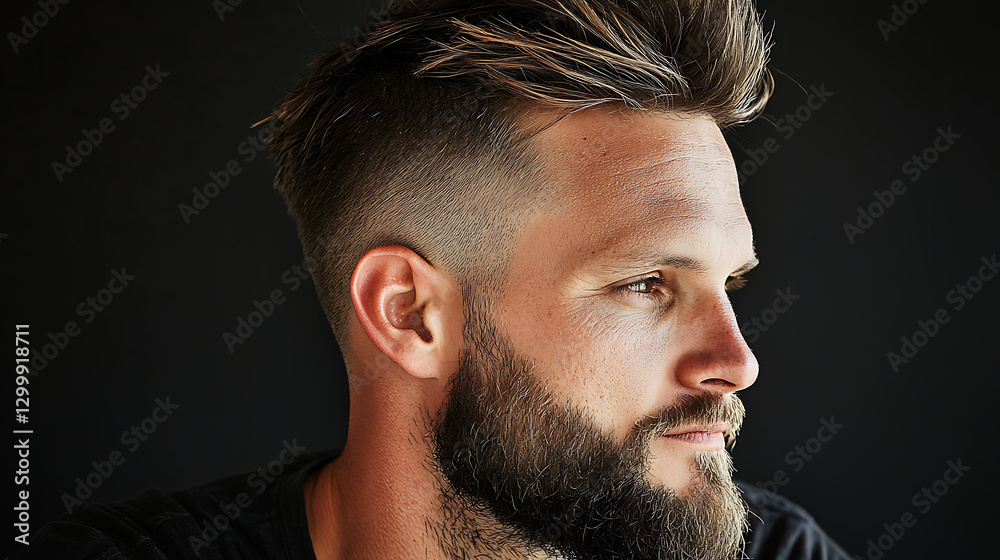 Obraz premium A man with a shaved head and a beard. generated using AI