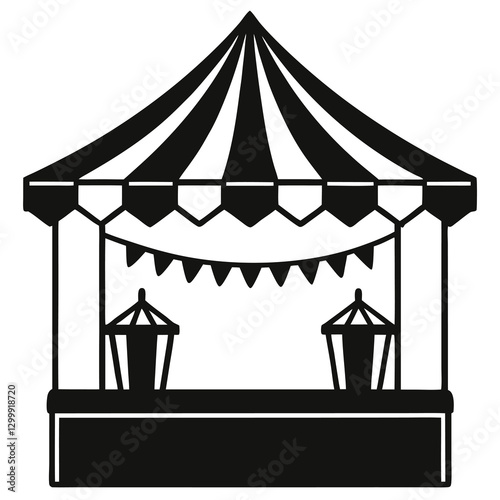 festival market stall silhouette vector illustration