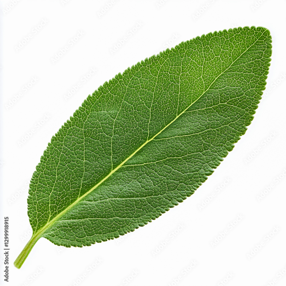 Obraz premium Realistic Fresh Sage Leaf Isolated Realistic Fresh Sage Leaf Isolated