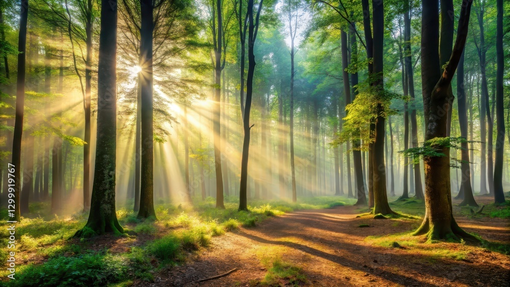 Forest mist rises gently Forest mist rises gently