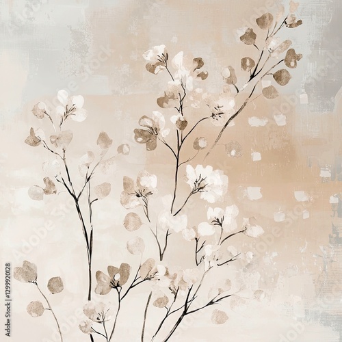 Abstract muted colors florals painting poster decoration