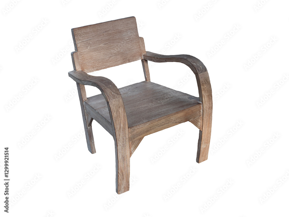 Teak wood chair on white background.