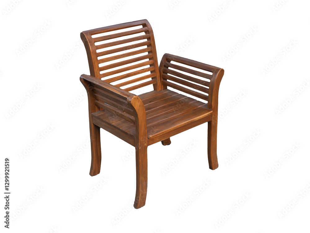 Teak wood chair on white background.