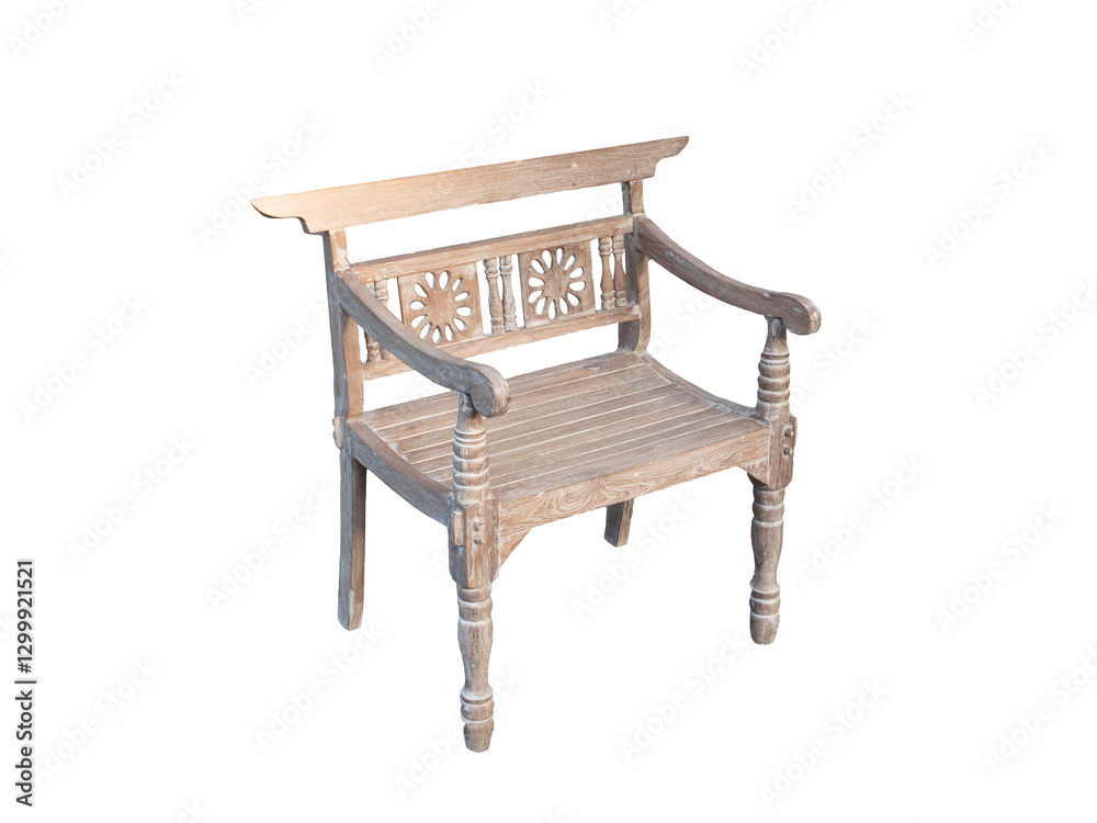Teak wood chair on white background.