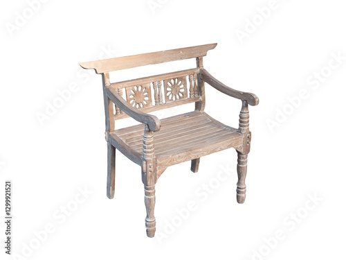 Obraz na płótnie Teak wood chair on white background. w salonie