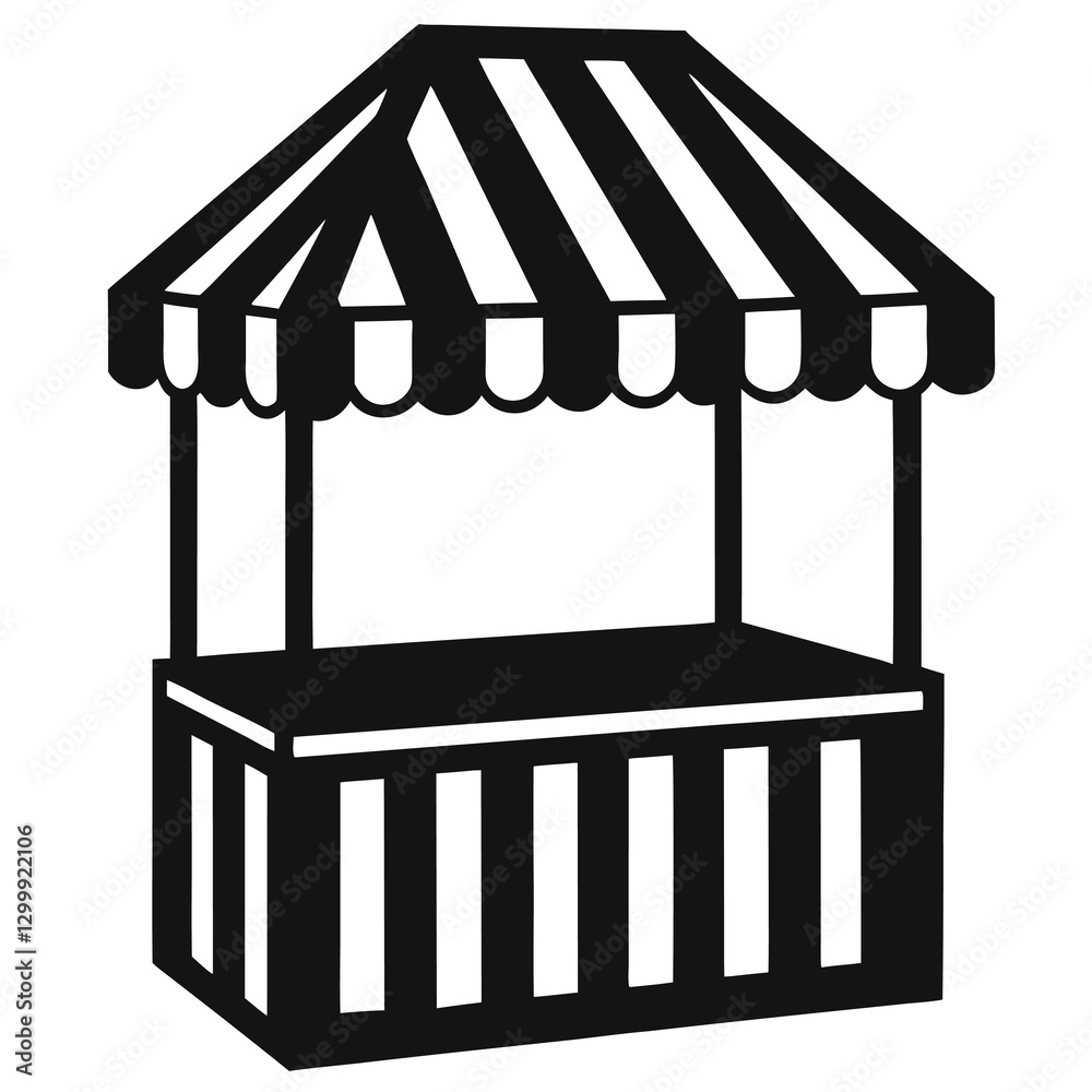 Obraz premium silhouette vector of ticket booth with striped awning