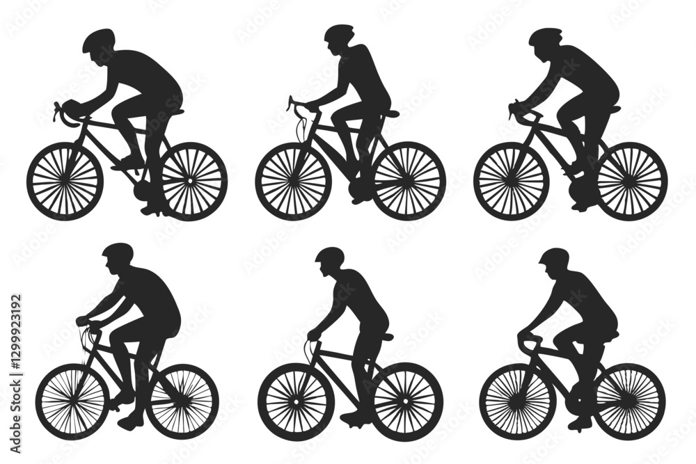 Obraz premium set of Cyclist Man Silhouette vector illustration