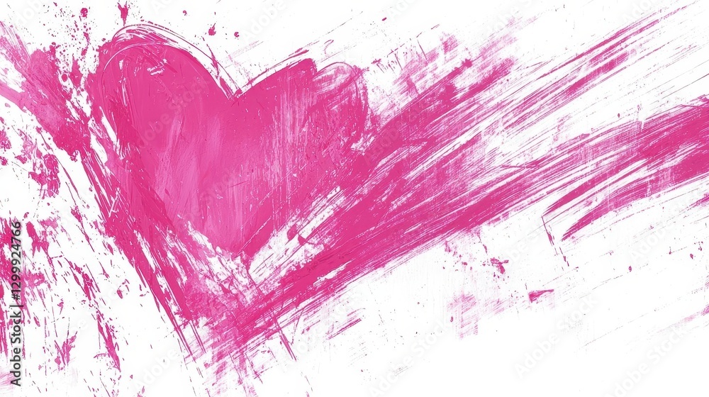 Pink heart painted on a clean white background art design for decoration or love themed projects Pink heart painted on a clean white background art design for decoration or love themed projects