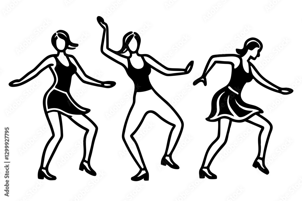Obraz premium Women street dance Silhouette vector illustration