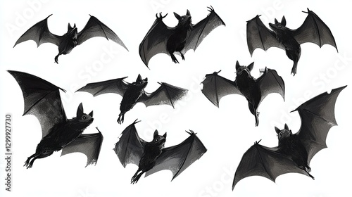 Nocturnal Bats in Flight: A Darkly Elegant Illustration