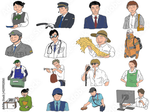 Set of smiles for workers
