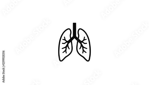 icon, Lung icon with bronchial tree in a minimalistic design on a white background