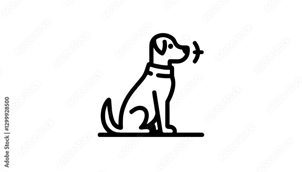 Obraz premium icon, Sitting dog icon with a collar in a minimalistic design on a white background 