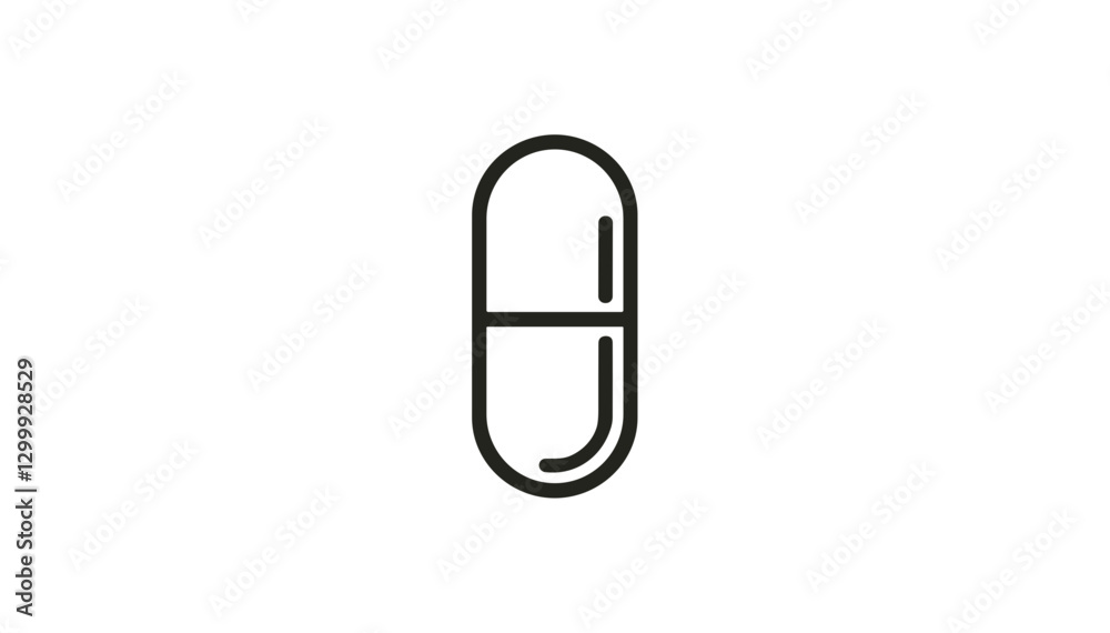 icon, Single capsule icon in a minimalistic style on a white background icon, Single capsule icon in a minimalistic style on a white background