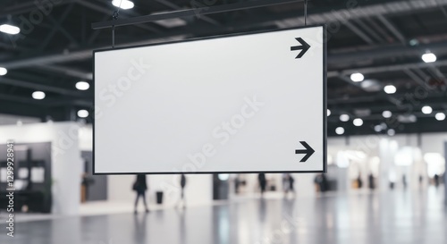 Blank Signage in a Modern Convention Center:  Perfect for Your Advertisement!