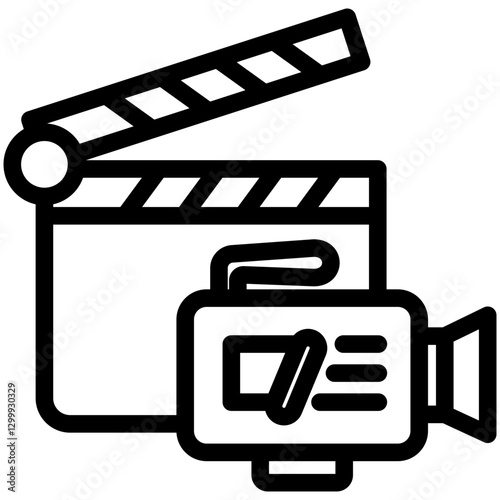 Clapperboard black outline, mini illustration icon. use for modern concept, print, UI, UX kit, web and app development. Vector EPS 10, related to entertainment, festival, funfair and hobbies.