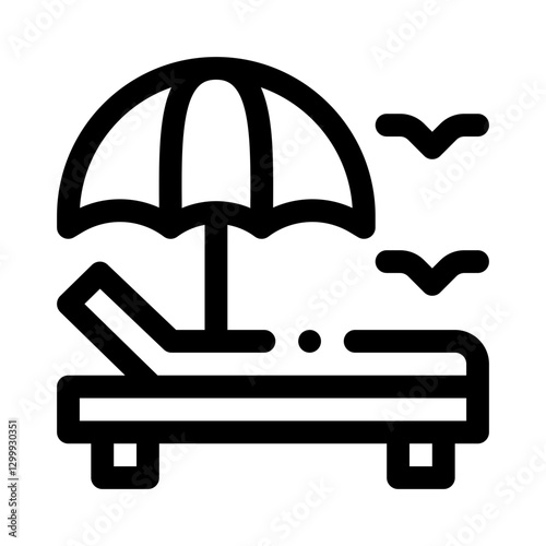 Beach Umbrella & Lounge Chair line icon