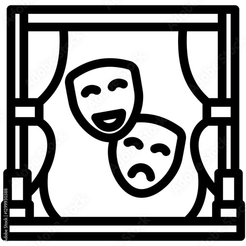 Drama black outline, mini illustration icon. use for modern concept, print, UI, UX kit, web and app development. Vector EPS 10, related to entertainment, festival, funfair and hobbies.