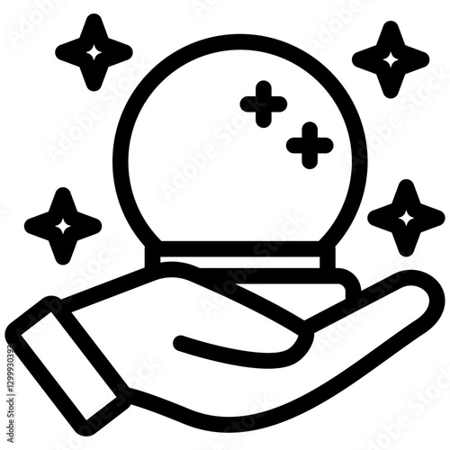 Fortune Teller black outline, mini illustration icon. use for modern concept, print, UI, UX kit, web and app development. Vector EPS 10, related to entertainment, festival, funfair and hobbies.