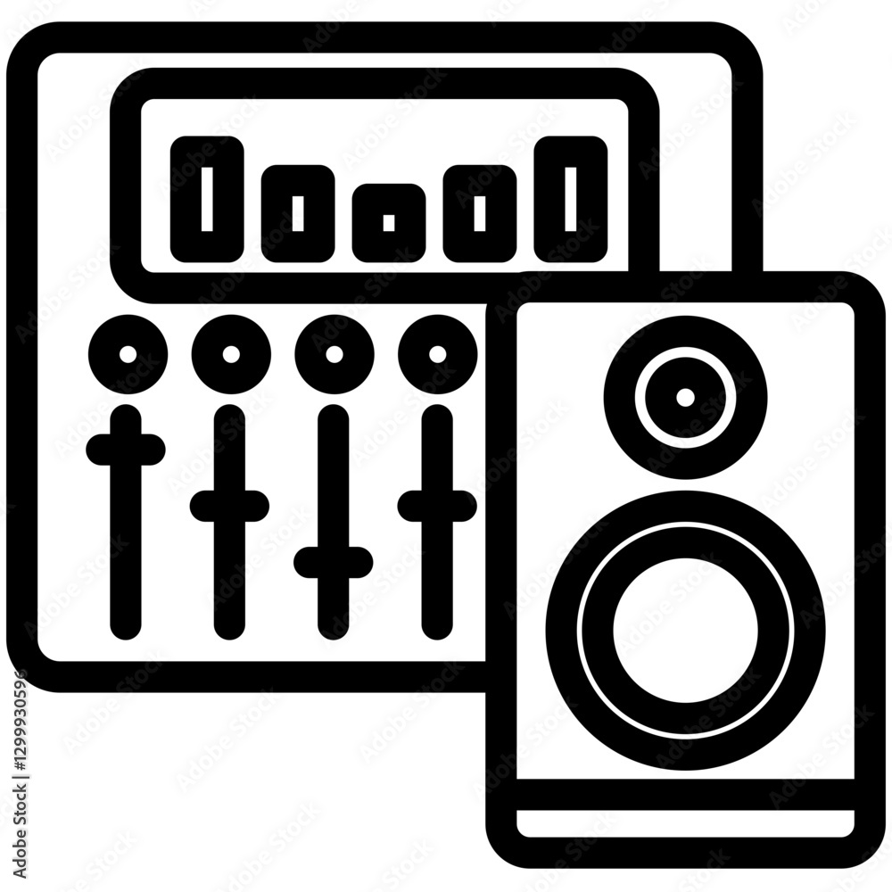 Equalizer black outline, mini illustration icon. use for modern concept, print, UI, UX kit, web and app development. Vector EPS 10, related to entertainment, festival, funfair and hobbies. Equalizer black outline, mini illustration icon. use for modern concept, print, UI, UX kit, web and app development. Vector EPS 10, related to entertainment, festival, funfair and hobbies.