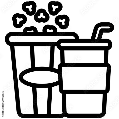 Popcorn black outline, mini illustration icon. use for modern concept, print, UI, UX kit, web and app development. Vector EPS 10, related to entertainment, festival, funfair and hobbies.