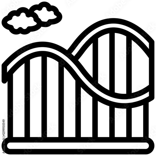 Roller Coaster black outline, mini illustration icon. use for modern concept, print, UI, UX kit, web and app development. Vector EPS 10, related to entertainment, festival, funfair and hobbies.