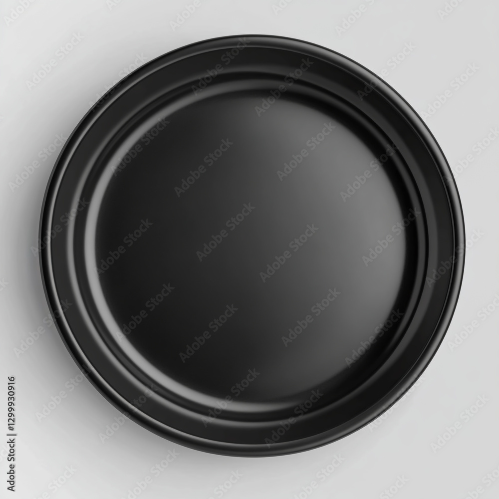 Matte Black Ceramic Plate on Transparent Background Matte Black Ceramic Plate on Transparent Background