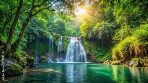Waterfall in dense forest, waterfall, natural beauty, waterfall, natural beauty, scenic view