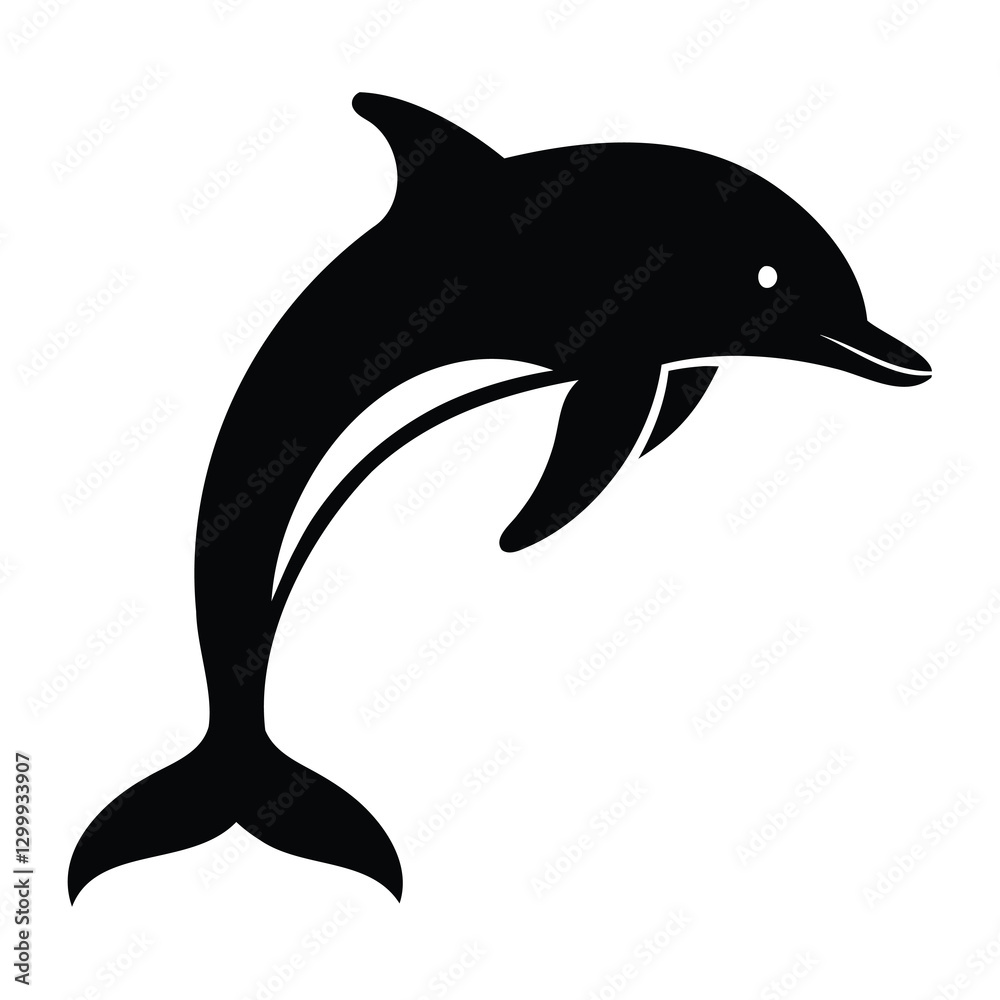 Fototapeta premium Dolphin icon silhouette vector illustration isolated on white background