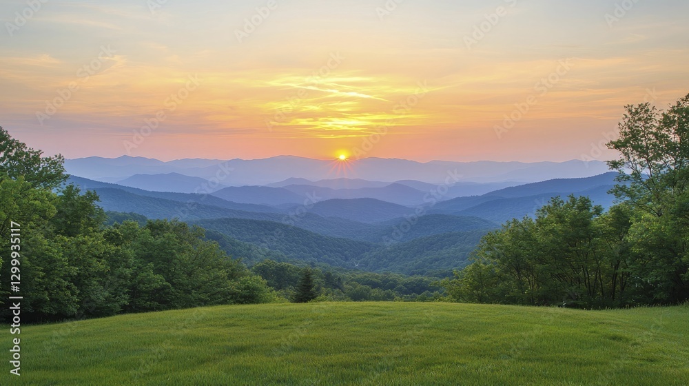 Fototapeta premium Sports wellness retreats in peaceful natural surroundings with sunrise yoga sessions, participants embracing calm landscapes and profound tranquility.