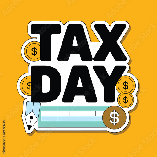 Tax Day Sticker Vector Finance Money Payment