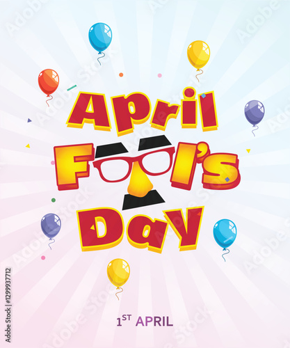 Happy April Fools Day poster and Vector Concept with Clown, Funny Hat, and Surprise Icons