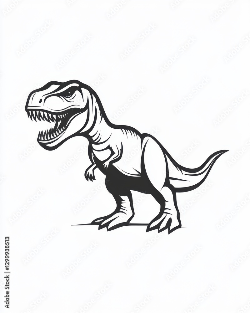 Minimalist black and white drawing of a tyrannosaurus artistic showcase digital art studio close-up creativity Minimalist black and white drawing of a tyrannosaurus artistic showcase digital art studio close-up creativity