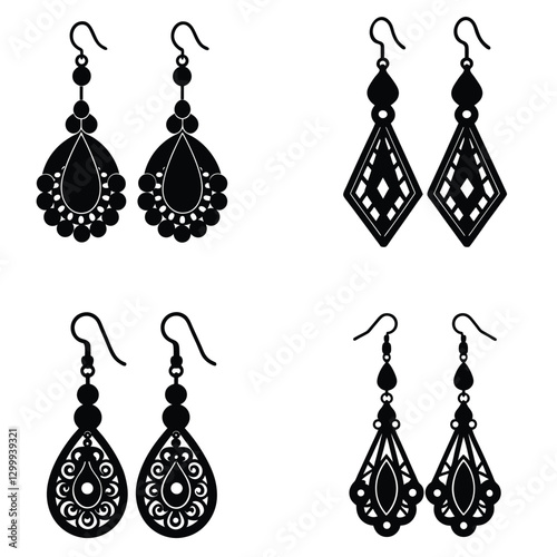 Dangle Earrings silhouette vector