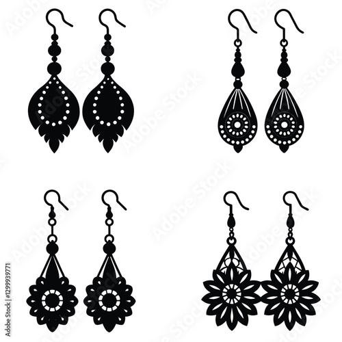 Dangle Earrings silhouette vector