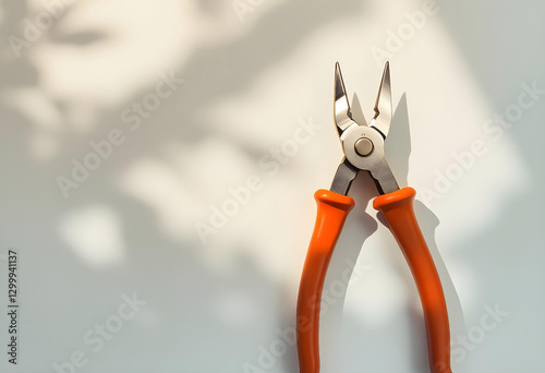 Orange handled pliers on a white background