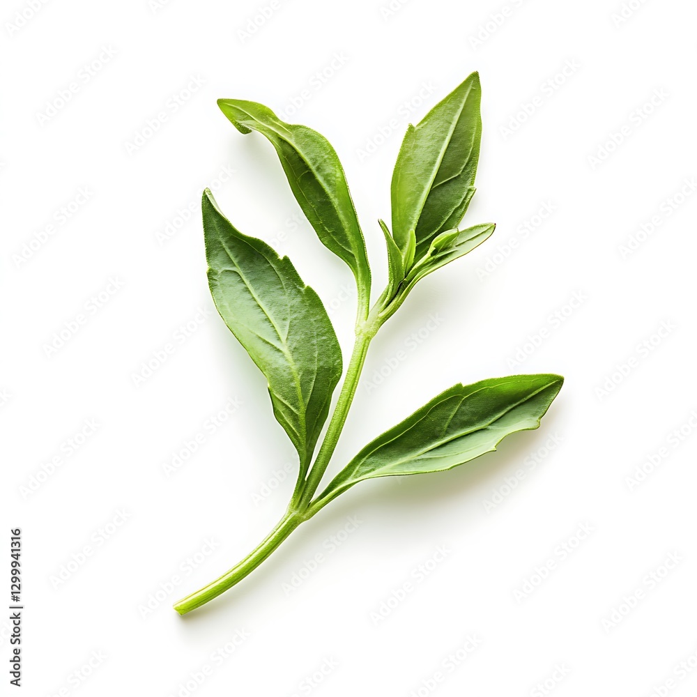 Obraz premium Fresh oregano twig on white background. Top view.