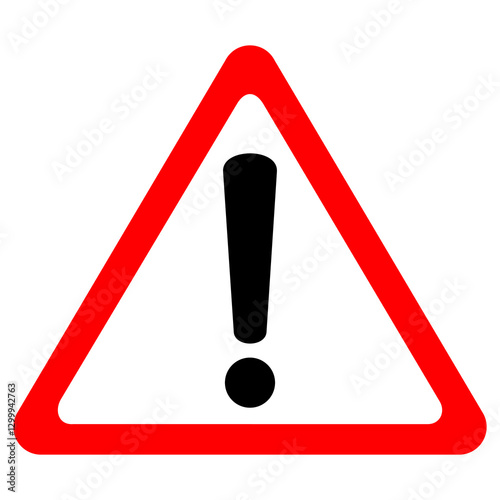 Caution sign vector illustration, red and black