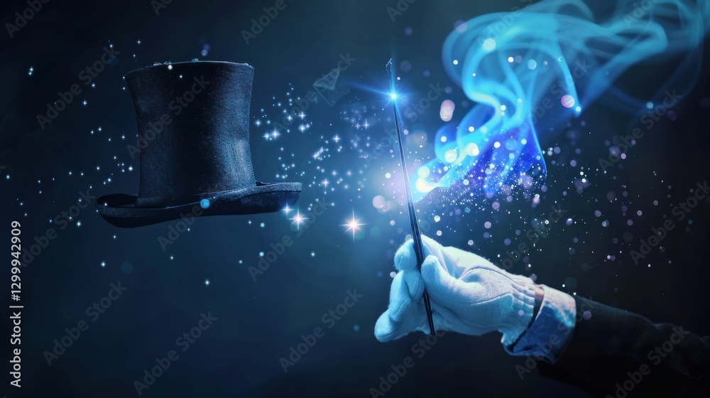 Fototapeta premium Magic Trick with a Top Hat and a Wand