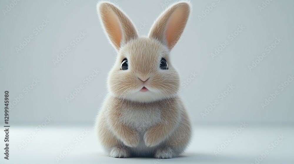Obraz premium Playful bunny rabbit studio animal portrait minimalist close-up