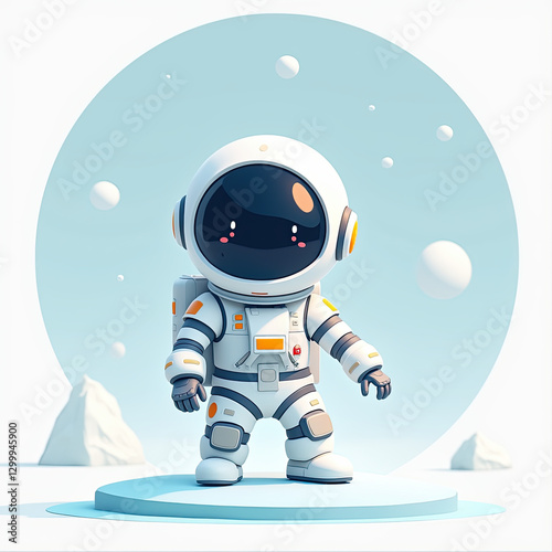 Cute Astronaut 3D Render, Space Cartoon - 3D Render