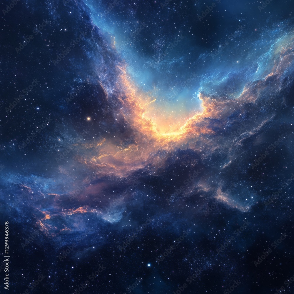Obraz premium Celestial Tapestry: A Stunning Display of Nebula Clouds and Stars in the Deep Cosmos