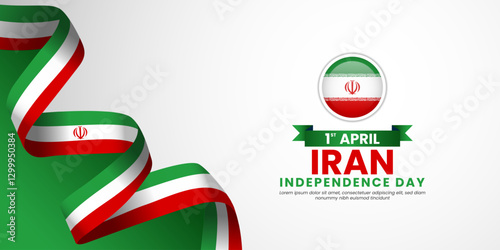 Iran independence day banner background with Iranian waving ribbon flag