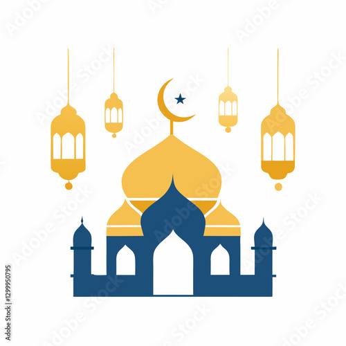 Stylish Mosque Artwork for Eid Simple & Graceful.