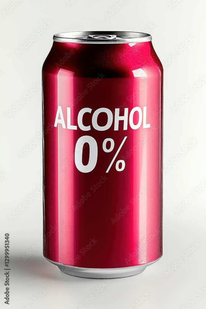 Fototapeta premium Sleek beer can featuring zero alcohol against a clean white background