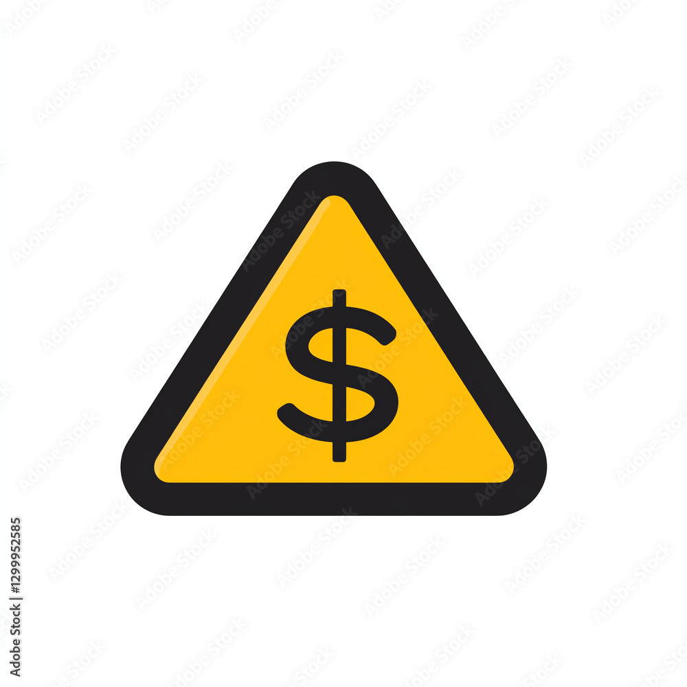 A warning sign featuring a dollar symbol within a yellow triangle. This image represents financial caution, investments, and economic advice for business environments. A warning sign featuring a dollar symbol within a yellow triangle. This image represents financial caution, investments, and economic advice for business environments.
