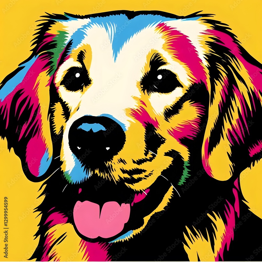 Obraz premium 골든 리트리버, 팝아트, jpeg (Golden Retriever, pop art, jpeg)
